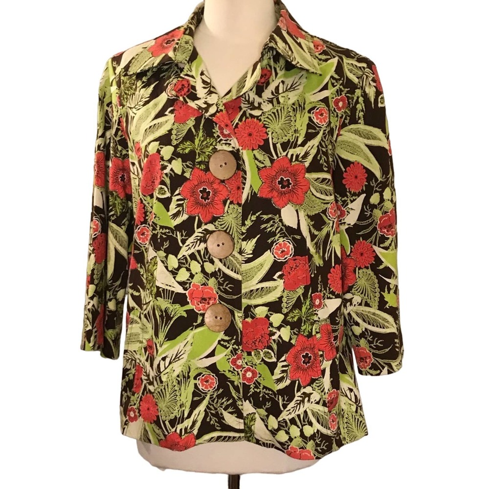 Cheryl Nash Windridge Vintage Floral Jacket Large